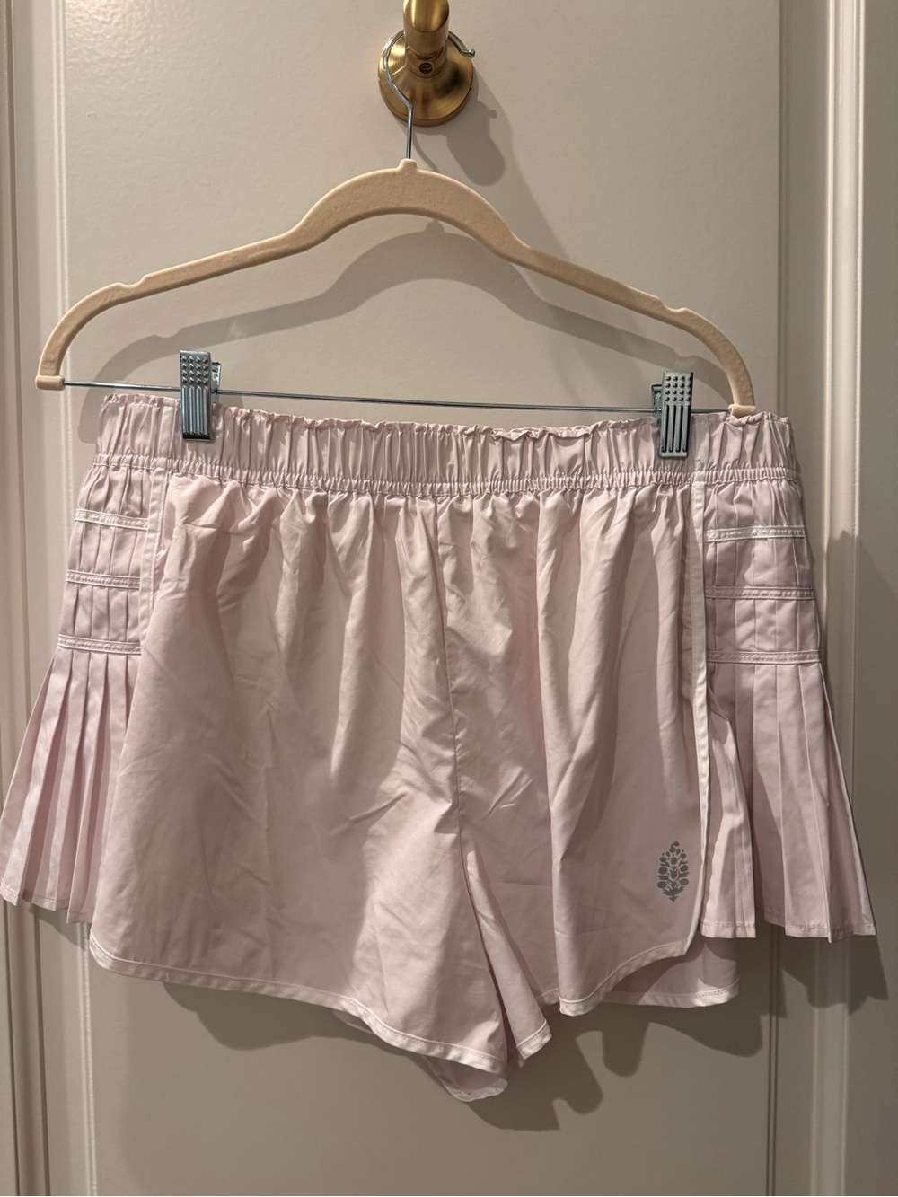 Free People Pale Pink Satin Athletic Shorts